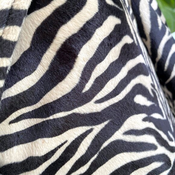 Vintage Betsey Johnson Striped Faux Fur Coat SZ 2 - Small - Picture 10 of 12